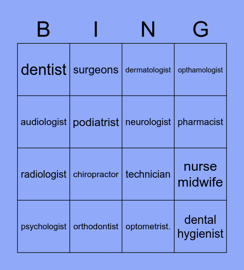 Medical Bingo! Bingo Card