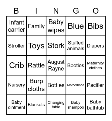 Robinson Baby Shower Bingo Card