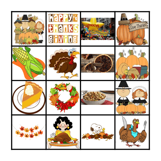 THANKSGIVING Bingo Card