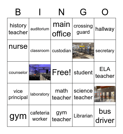 School People and Places Bingo Card