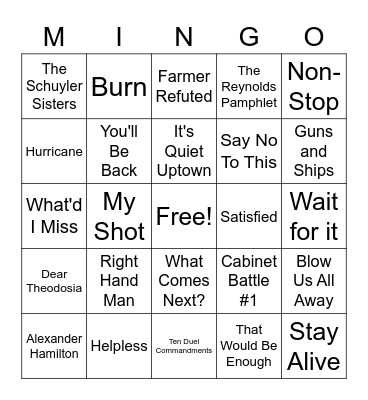 Hamilton MINGO Bingo Card