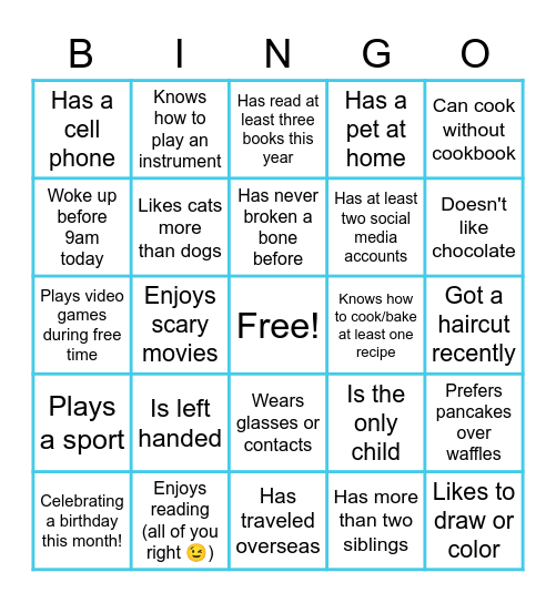CCS Team building bingo! Bingo Card