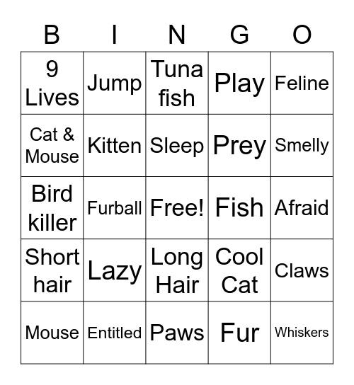 Cats Bingo Card