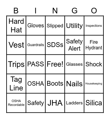 SAFETY Bingo Card