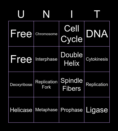 Cell Cycle DNA Bingo Card