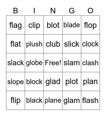 How Many L Blends Can You Find? Bingo Card