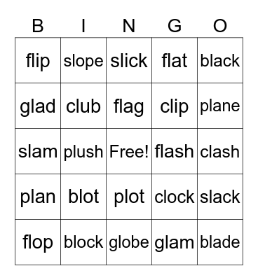 How Many L Blends Can You Find? Bingo Card