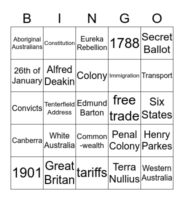 Federation  Bingo Card