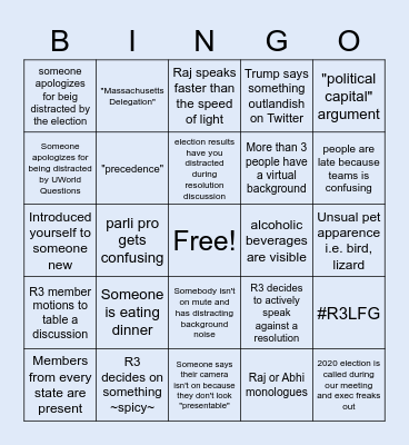 Region 3 @ November Meeting Bingo Card