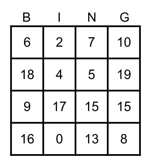 Friends of 20 BINGO! Bingo Card