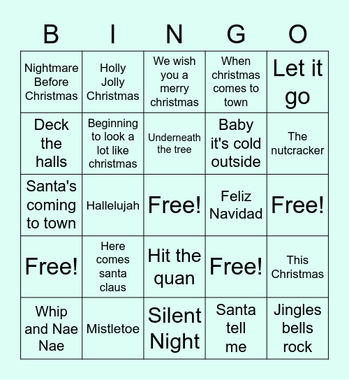 Virtual Christmas Party Bingo Card