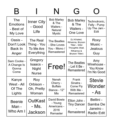 Frank's Spotify Bingo Card