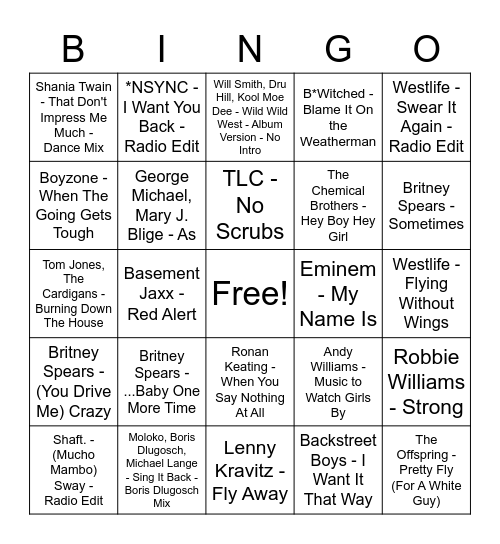 1999! Bingo Card