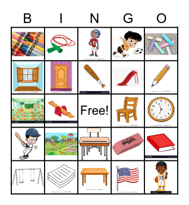 School Bingo Card