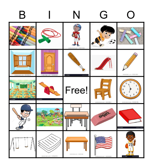 School Bingo Card