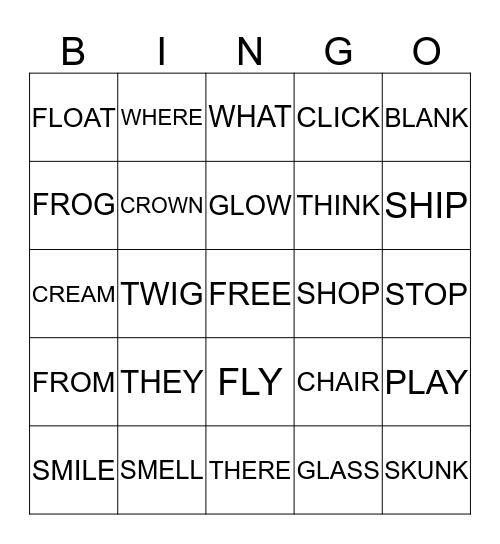 VOCABULARY Bingo Card