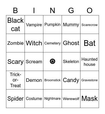 Halloween Bingo Card
