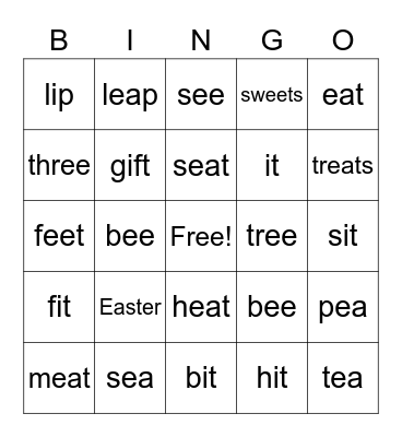 Phonics: The ea & ee Sound Bingo Card
