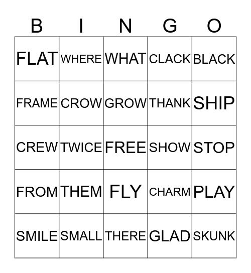 VOCABULARY Bingo Card