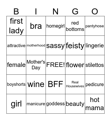 Ladies Night Bingo Card