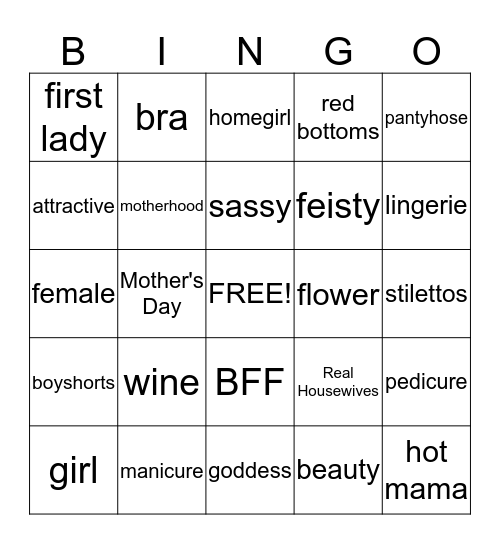 Ladies Night Bingo Card