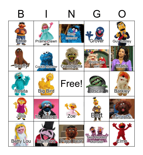Sesame Street Bingo Card