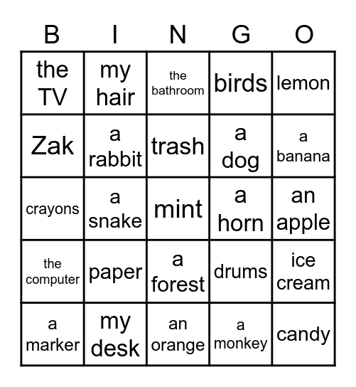 Senses: I can... Bingo Card