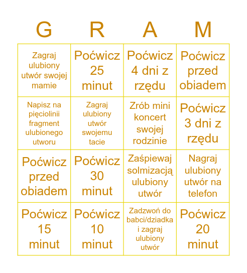 Jesienne bingo muzyczne!!! Bingo Card