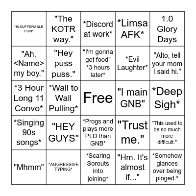 Lord Commander Bingo Card