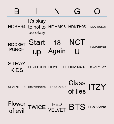Punya Suhyun 🐝 Bingo Card