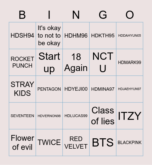 Punya Suhyun 🐝 Bingo Card