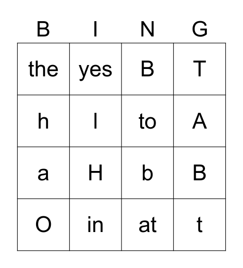 Sight Words Bingo Card