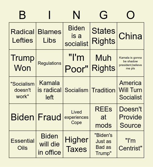 CopeCard Bingo Card