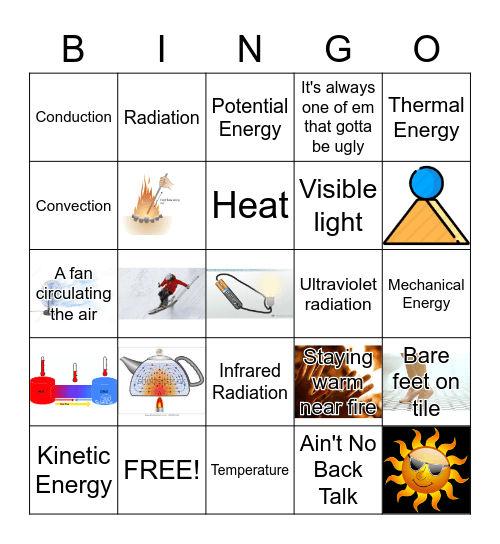 Heat Transfer Bingo Card