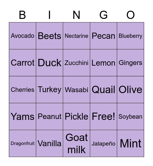 Ag Bingo Card