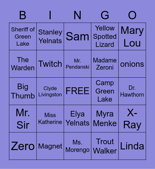 HOLES REVIEW Bingo Card