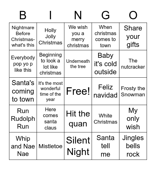 Virtual Christmas Party Bingo Card