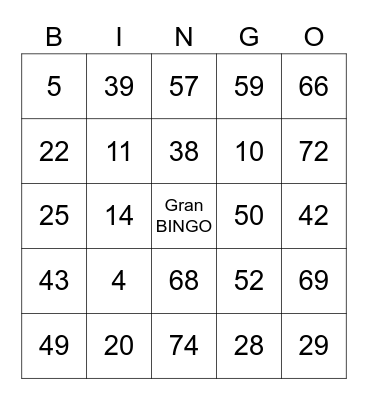 Gran BINGO Familiar Navideño Virtual Bingo Card