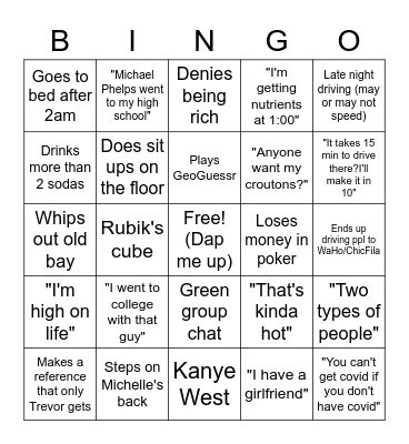 Calvin Bingo Card
