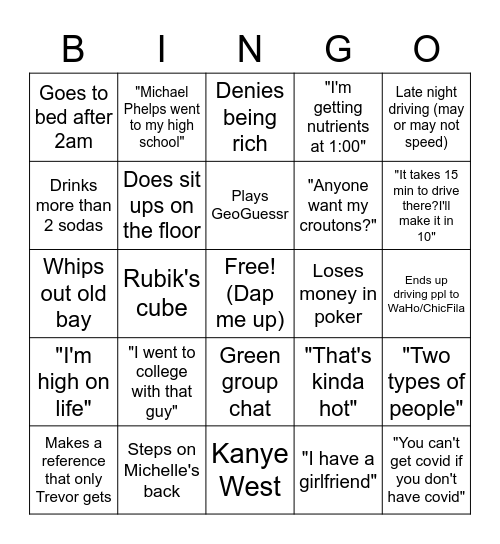 Calvin Bingo Card
