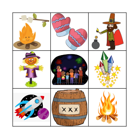Bonfire Night Bingo Card