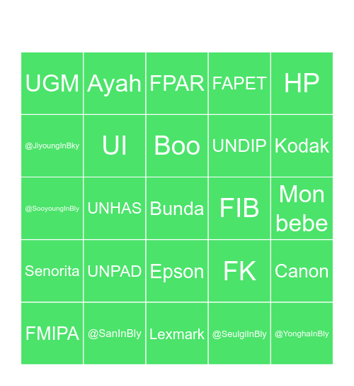 🌱🌿🌳 Bingo Card