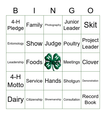 4-H BINGO Card