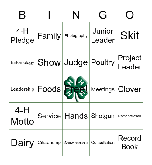 4-H BINGO Card