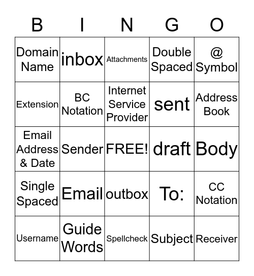 Email Bingo Card