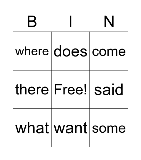 4th grade bingo Card