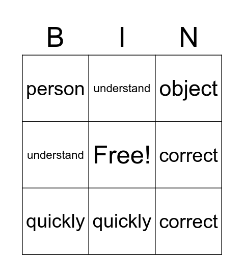 Sight words Bingo Card