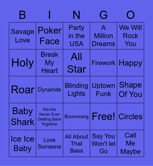 Music Bingo! Bingo Card