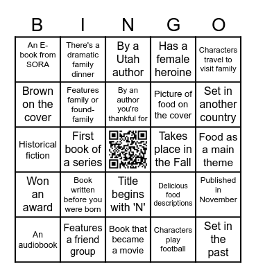 November Bookish BINGO Card