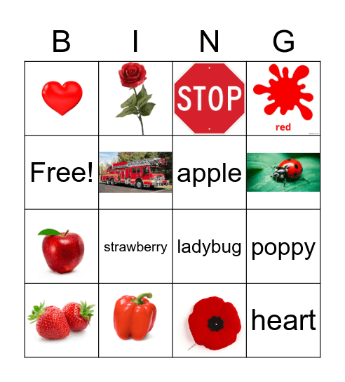 Things that are Red Bingo Card